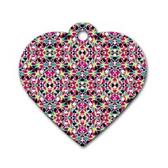 Multicolored Abstract Geometric Pattern Dog Tag Heart (one Side) by dflcprints