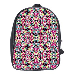 Multicolored Abstract Geometric Pattern School Bag (xl) by dflcprints