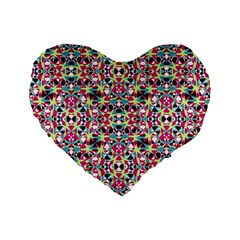 Multicolored Abstract Geometric Pattern Standard 16  Premium Heart Shape Cushions by dflcprints