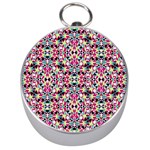 Multicolored Abstract Geometric Pattern Silver Compasses Front