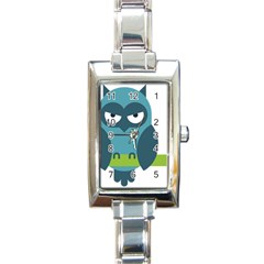 Owl Comic Animal Rectangle Italian Charm Watch by Simbadda