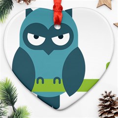 Owl Comic Animal Ornament (heart) by Simbadda