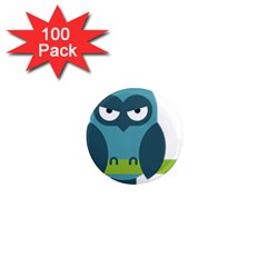 Owl Comic Animal 1  Mini Magnets (100 Pack)  by Simbadda