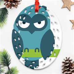 Owl Comic Animal Ornament (oval Filigree) by Simbadda