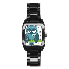 Owl Comic Animal Stainless Steel Barrel Watch by Simbadda