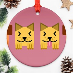 Pet Animal Feline Domestic Animals Round Ornament (two Sides) by Simbadda