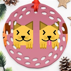 Pet Animal Feline Domestic Animals Round Filigree Ornament (two Sides) by Simbadda