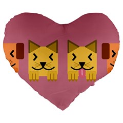 Pet Animal Feline Domestic Animals Large 19  Premium Flano Heart Shape Cushions by Simbadda