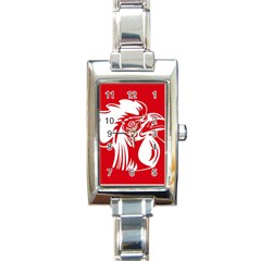 Cock Logo Emblem Symbol France Rectangle Italian Charm Watch by Simbadda