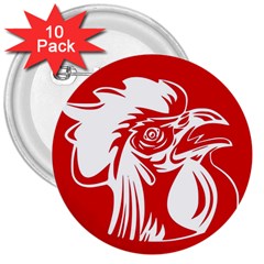 Cock Logo Emblem Symbol France 3  Buttons (10 Pack)  by Simbadda