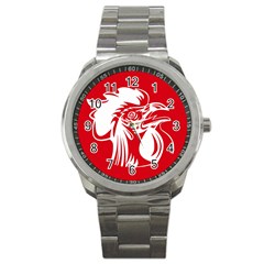 Cock Logo Emblem Symbol France Sport Metal Watch by Simbadda