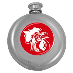 Cock Logo Emblem Symbol France Round Hip Flask (5 Oz) by Simbadda