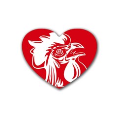 Cock Logo Emblem Symbol France Rubber Coaster (heart)  by Simbadda