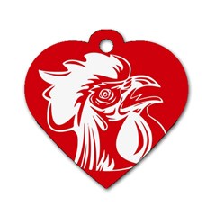 Cock Logo Emblem Symbol France Dog Tag Heart (one Side) by Simbadda