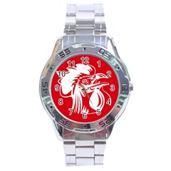 Cock Logo Emblem Symbol France Stainless Steel Analogue Watch by Simbadda