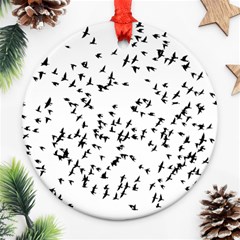 Flock Birds Animals Flying Round Ornament (Two Sides)