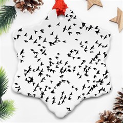 Flock Birds Animals Flying Snowflake Ornament (two Sides) by Simbadda