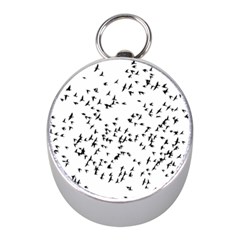 Flock Birds Animals Flying Mini Silver Compasses