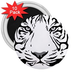 Tiger Pattern Animal Design Flat 3  Magnets (10 Pack)  by Simbadda