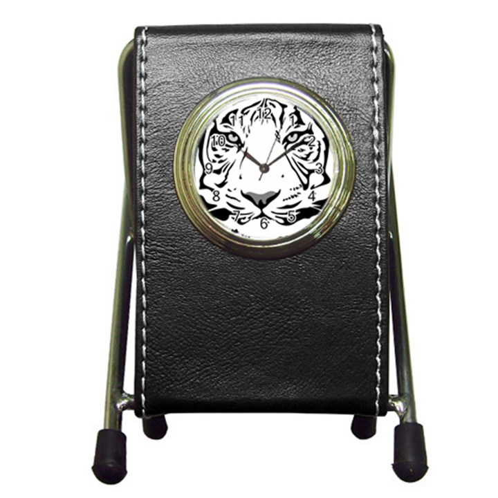 Tiger Pattern Animal Design Flat Pen Holder Desk Clocks