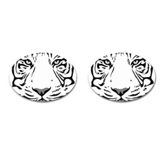 Tiger Pattern Animal Design Flat Cufflinks (oval) by Simbadda