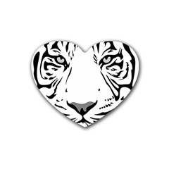 Tiger Pattern Animal Design Flat Rubber Coaster (heart)  by Simbadda