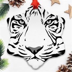 Tiger Pattern Animal Design Flat Snowflake Ornament (two Sides) by Simbadda