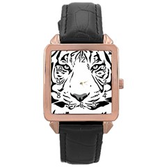 Tiger Pattern Animal Design Flat Rose Gold Leather Watch  by Simbadda