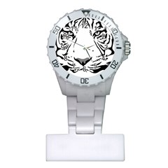 Tiger Pattern Animal Design Flat Plastic Nurses Watch by Simbadda