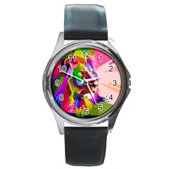 Animal Colorful Decoration Lion Round Metal Watch by Simbadda