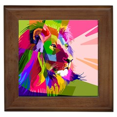 Animal Colorful Decoration Lion Framed Tiles by Simbadda