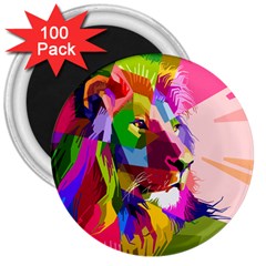 Animal Colorful Decoration Lion 3  Magnets (100 Pack) by Simbadda