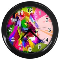 Animal Colorful Decoration Lion Wall Clocks (black)