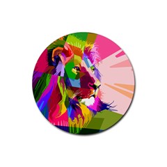 Animal Colorful Decoration Lion Rubber Round Coaster (4 Pack)  by Simbadda