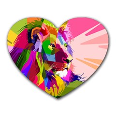 Animal Colorful Decoration Lion Heart Mousepads by Simbadda