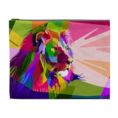 Animal Colorful Decoration Lion Cosmetic Bag (xl) by Simbadda