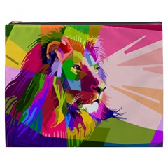 Animal Colorful Decoration Lion Cosmetic Bag (xxxl)  by Simbadda