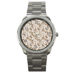 Leaves Texture Pattern Sport Metal Watch by dflcprints