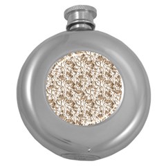 Leaves Texture Pattern Round Hip Flask (5 Oz) by dflcprints