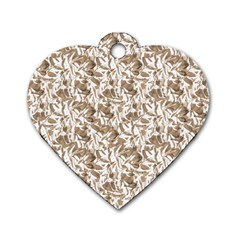 Leaves Texture Pattern Dog Tag Heart (one Side) by dflcprints