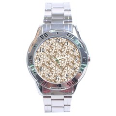 Leaves Texture Pattern Stainless Steel Analogue Watch by dflcprints