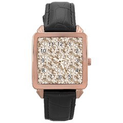 Leaves Texture Pattern Rose Gold Leather Watch  by dflcprints