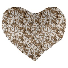 Leaves Texture Pattern Large 19  Premium Flano Heart Shape Cushions by dflcprints