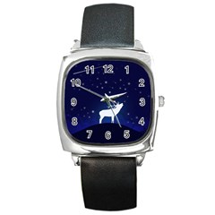 Design Painting Sky Moon Nature Square Metal Watch by Simbadda