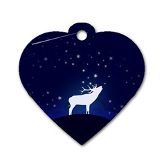 Design Painting Sky Moon Nature Dog Tag Heart (two Sides) by Simbadda