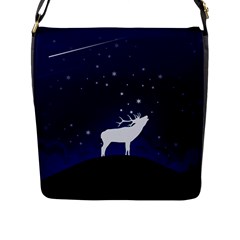 Design Painting Sky Moon Nature Flap Messenger Bag (l)  by Simbadda