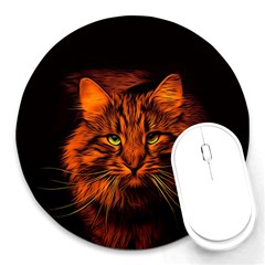 Cat Digiart Artistically Cute Round Mousepads by Simbadda