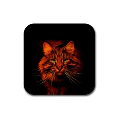 Cat Digiart Artistically Cute Rubber Square Coaster (4 Pack)  by Simbadda