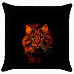 Cat Digiart Artistically Cute Throw Pillow Case (black) by Simbadda