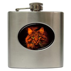 Cat Digiart Artistically Cute Hip Flask (6 Oz) by Simbadda